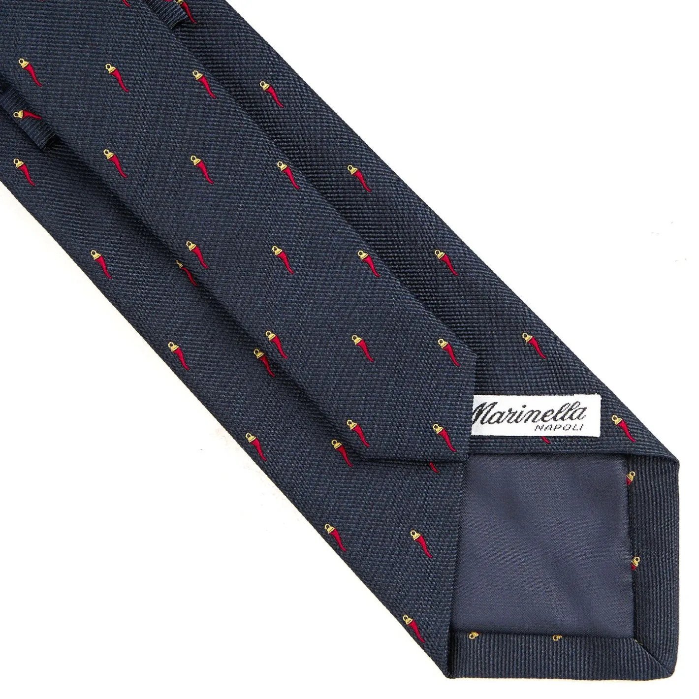E.Marinella CRAVATTA SARTORIALE IN SETA JACQUARD BLU Con cornetto sparso