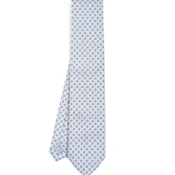 E.Marinella CRAVATTA SARTORIALE IN SETA JACQUARD AZZURRA Microfantasia fiore Sale