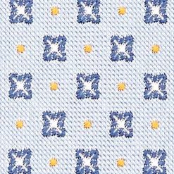 E.Marinella CRAVATTA SARTORIALE IN SETA JACQUARD AZZURRA Microfantasia fiore Sale