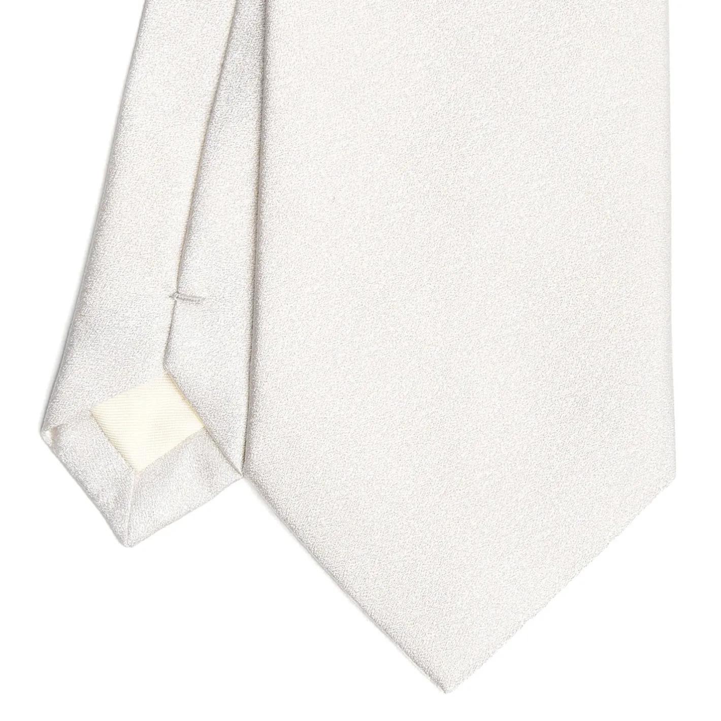 E.Marinella CRAVATTA SARTORIALE IN SETA JACQUARD BIANCA Tinta unita Sale