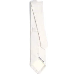 E.Marinella CRAVATTA SARTORIALE IN SETA JACQUARD BIANCA Tinta unita Sale