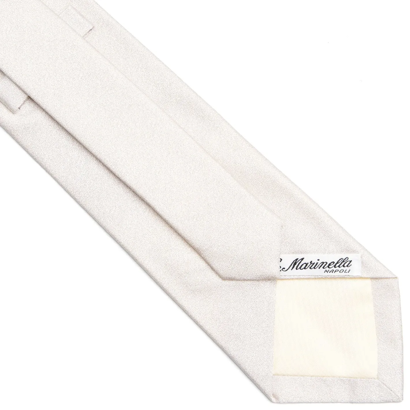 E.Marinella CRAVATTA SARTORIALE IN SETA JACQUARD BIANCA Tinta unita Sale