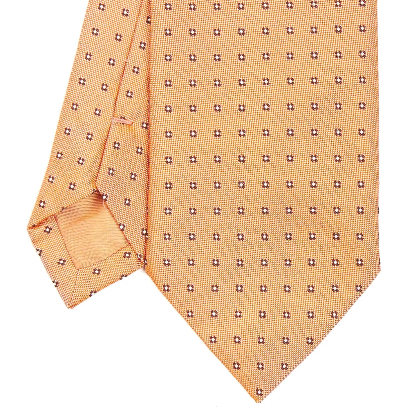 E.Marinella CRAVATTA SARTORIALE IN SETA JACQUARD ARANCIONE Microfantasia fiore