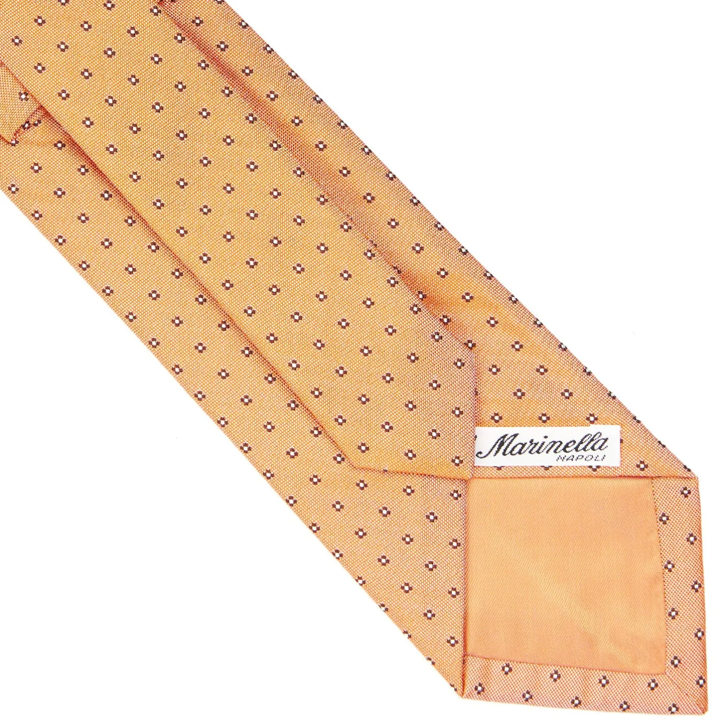 E.Marinella CRAVATTA SARTORIALE IN SETA JACQUARD ARANCIONE Microfantasia fiore