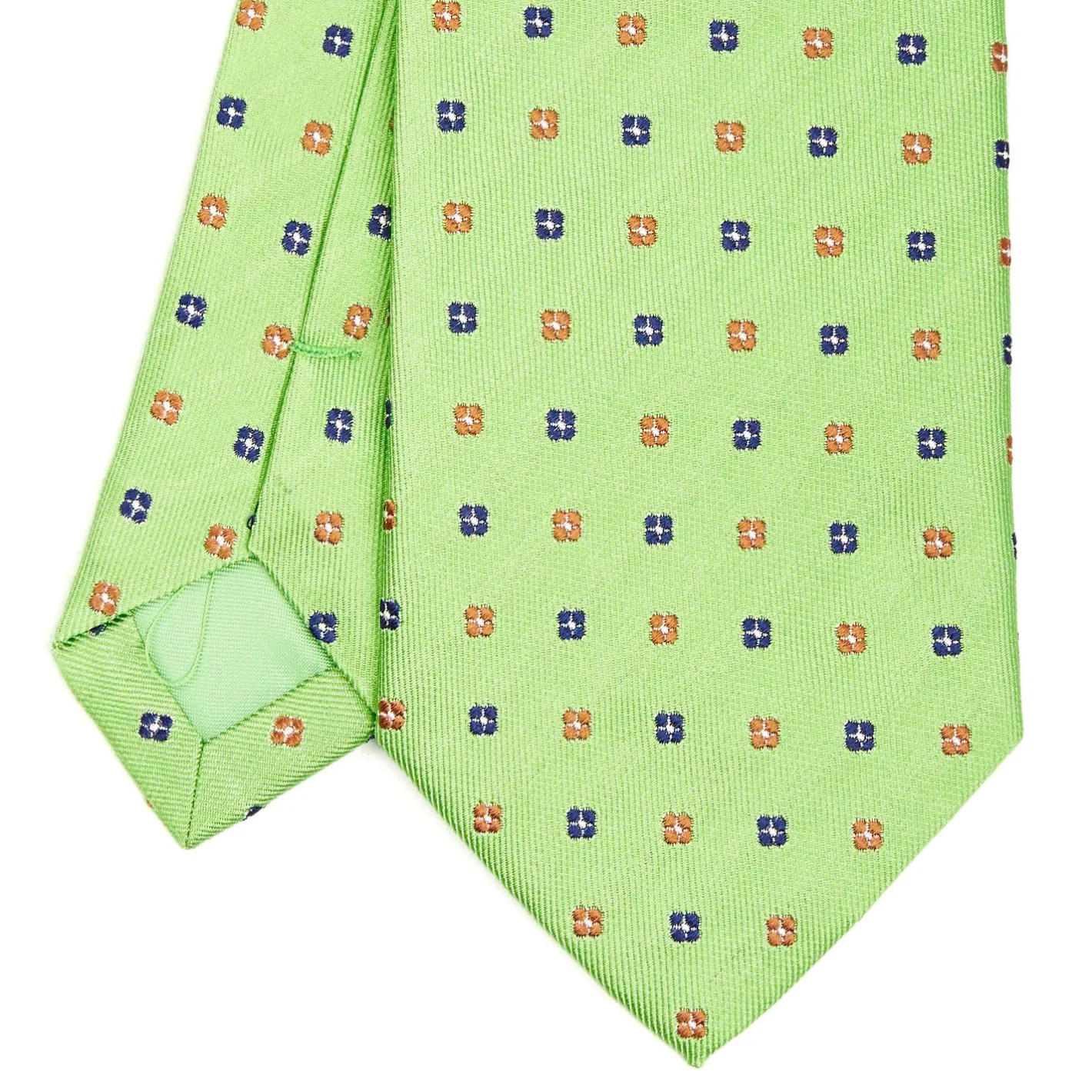 E.Marinella CRAVATTA SARTORIALE IN SETA JACQUARD VERDE CHIARO Microfantasia fiore Discount