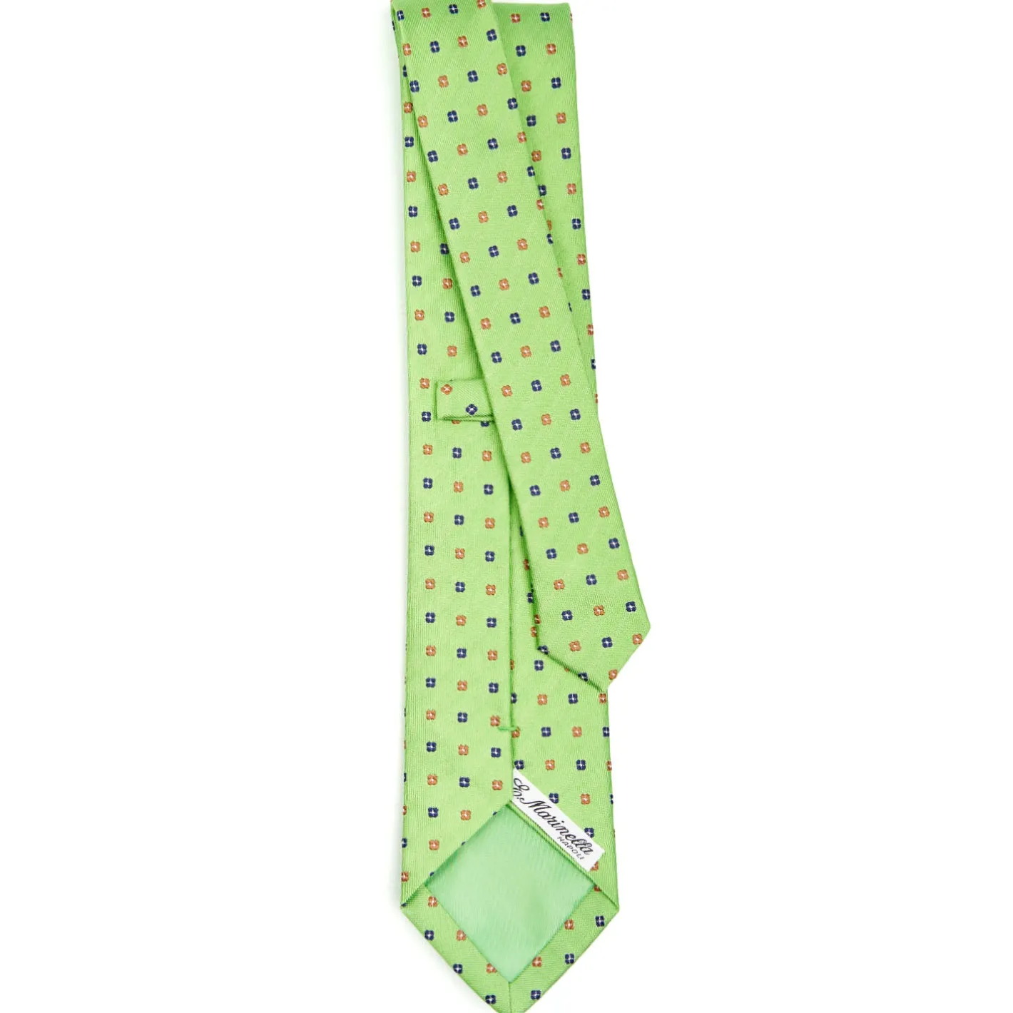 E.Marinella CRAVATTA SARTORIALE IN SETA JACQUARD VERDE CHIARO Microfantasia fiore Discount