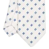 E.Marinella CRAVATTA SARTORIALE IN SETA JACQUARD BIANCA Macrofantasia fiore New