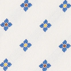 E.Marinella CRAVATTA SARTORIALE IN SETA JACQUARD BIANCA Macrofantasia fiore New