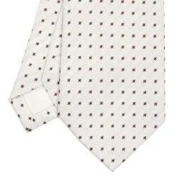 E.Marinella CRAVATTA SARTORIALE IN SETA JACQUARD BIANCA Microfantasia fiore Online