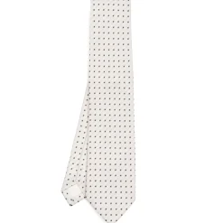 E.Marinella CRAVATTA SARTORIALE IN SETA JACQUARD BIANCA Microfantasia fiore Online