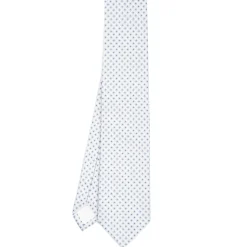 E.Marinella CRAVATTA SARTORIALE IN SETA JACQUARD BIANCA Microfantasia fiore Discount