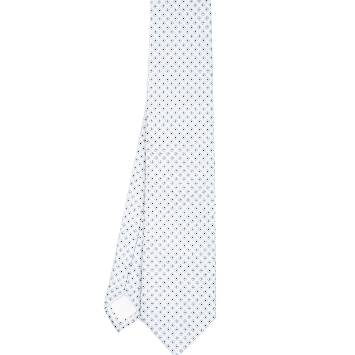 E.Marinella CRAVATTA SARTORIALE IN SETA JACQUARD BIANCA Microfantasia fiore Discount