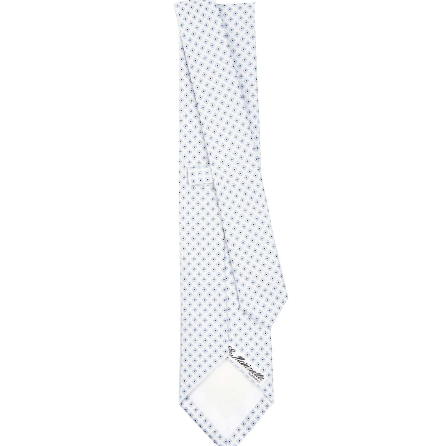 E.Marinella CRAVATTA SARTORIALE IN SETA JACQUARD BIANCA Microfantasia fiore Discount