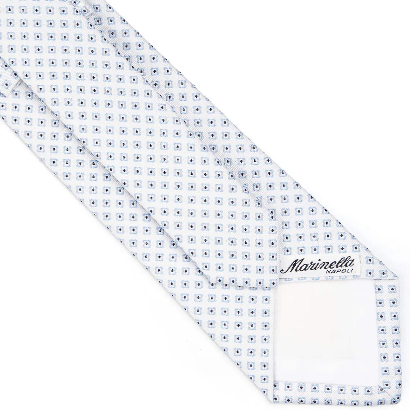 E.Marinella CRAVATTA SARTORIALE IN SETA JACQUARD BIANCA Microfantasia fiore Discount
