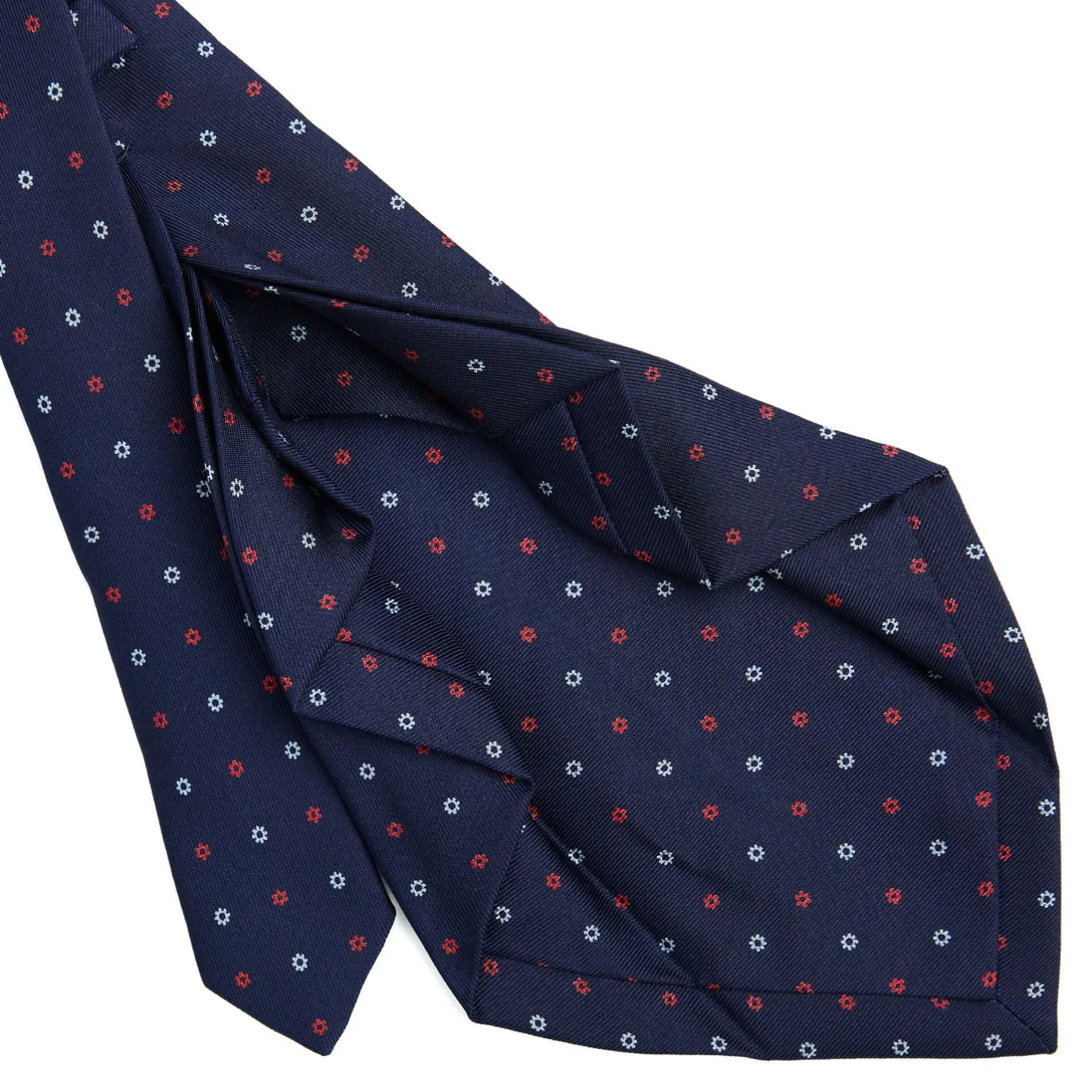 E.Marinella CRAVATTA SARTORIALE 7 PIEGHE IN SETA BLU SCURO Microfantasia fiore Online