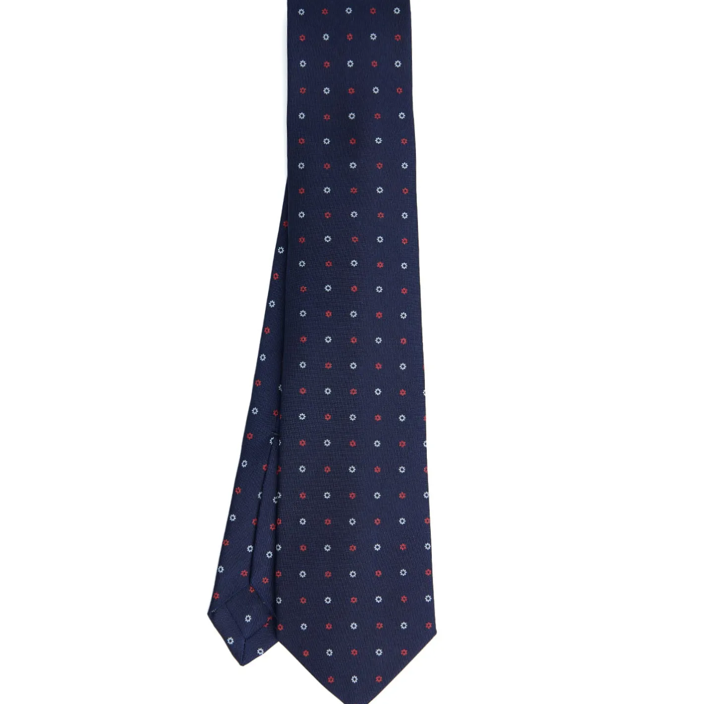 E.Marinella CRAVATTA SARTORIALE 7 PIEGHE IN SETA BLU SCURO Microfantasia fiore Online