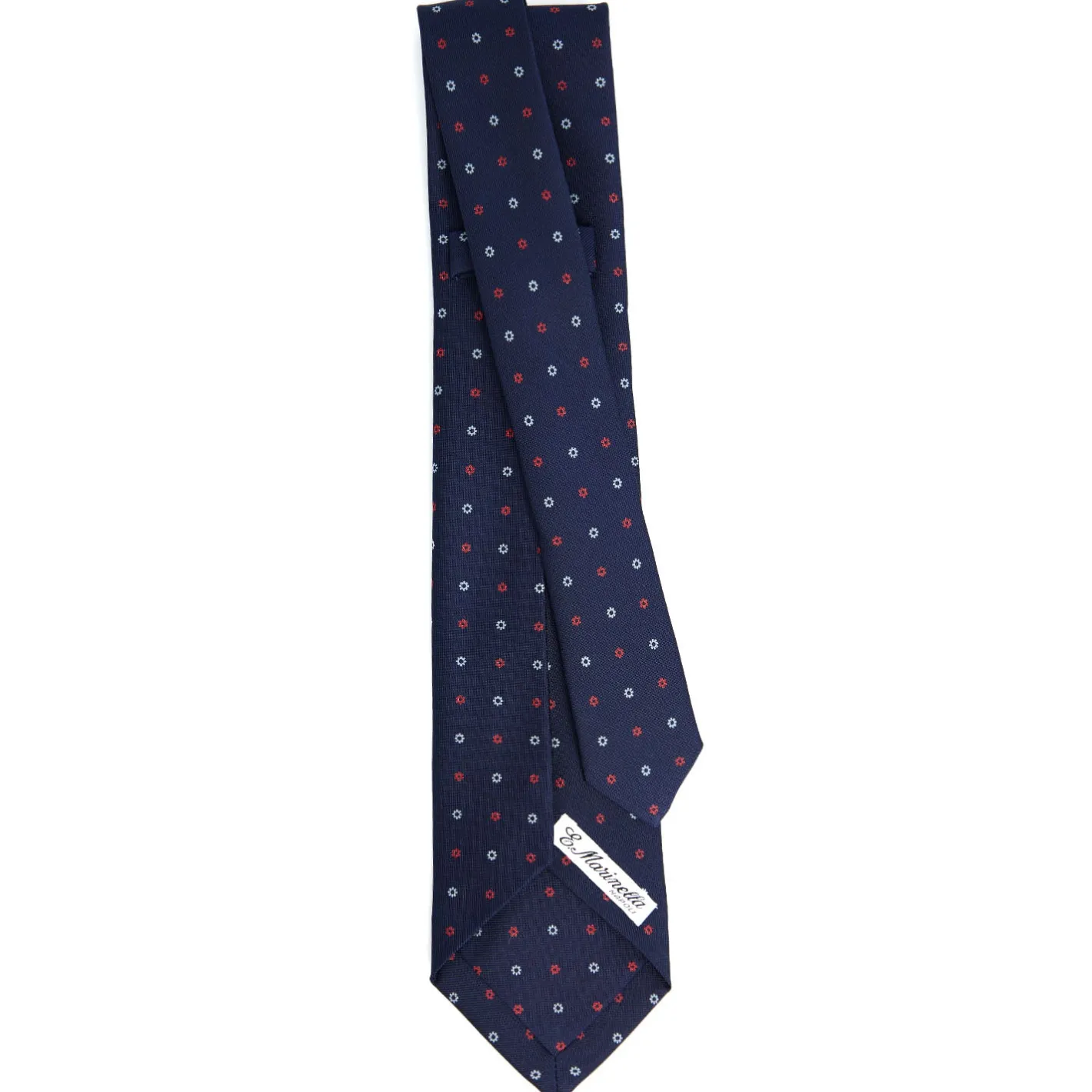 E.Marinella CRAVATTA SARTORIALE 7 PIEGHE IN SETA BLU SCURO Microfantasia fiore Online