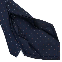 E.Marinella CRAVATTA SARTORIALE 7 PIEGHE IN SETA BLU SCURO Microfantasia fiore Online