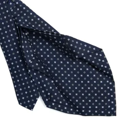 E.Marinella CRAVATTA SARTORIALE 7 PIEGHE IN SETA BLU SCURO Microfantasia fiore