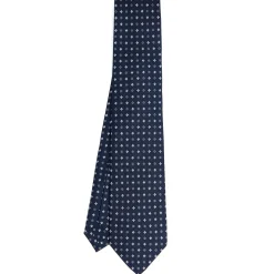 E.Marinella CRAVATTA SARTORIALE 7 PIEGHE IN SETA BLU SCURO Microfantasia fiore