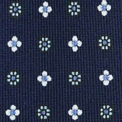 E.Marinella CRAVATTA SARTORIALE 7 PIEGHE IN SETA BLU SCURO Microfantasia fiore