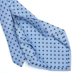 E.Marinella CRAVATTA SARTORIALE 7 PIEGHE IN SETA AZZURRA Microfantasia fiore Sale