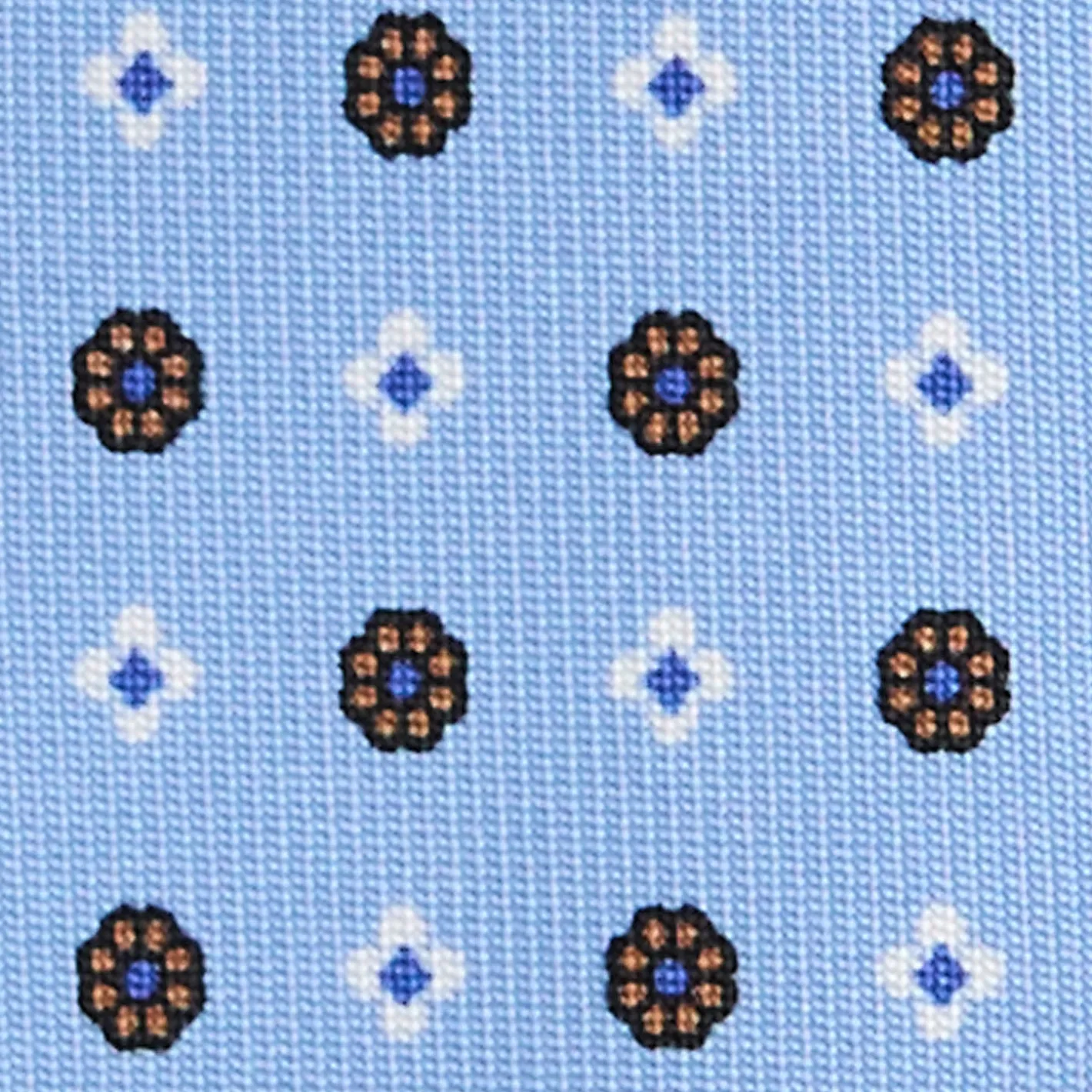 E.Marinella CRAVATTA SARTORIALE 7 PIEGHE IN SETA AZZURRA Microfantasia fiore Sale