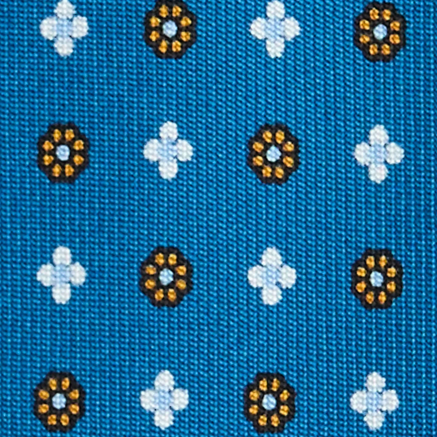 E.Marinella CRAVATTA SARTORIALE 7 PIEGHE IN SETA BLU MEDIO Microfantasia fiore Clearance