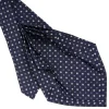 E.Marinella CRAVATTA SARTORIALE 9 PIEGHE IN SETA BLU SCURO Microfantasia fiore Sale