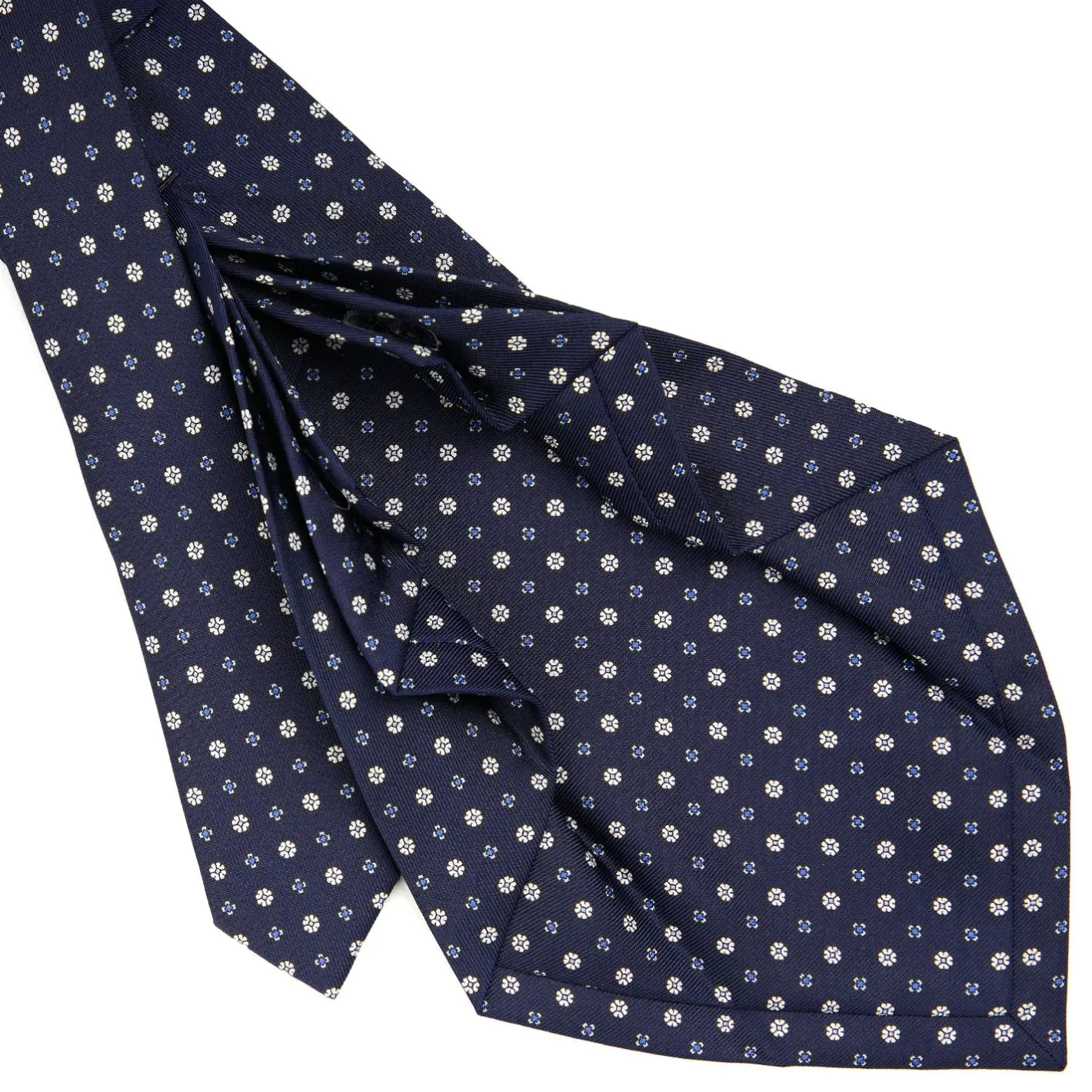 E.Marinella CRAVATTA SARTORIALE 9 PIEGHE IN SETA BLU SCURO Microfantasia fiore Sale