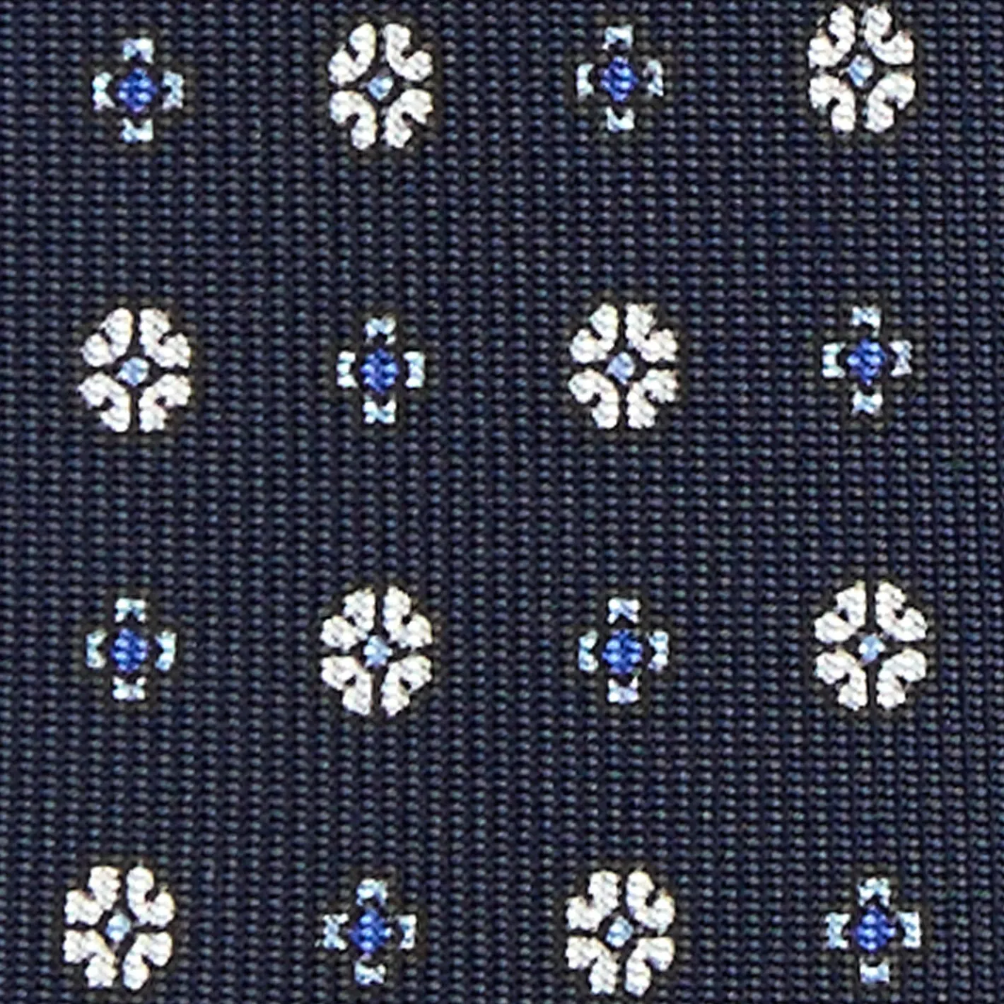E.Marinella CRAVATTA SARTORIALE 9 PIEGHE IN SETA BLU SCURO Microfantasia fiore Sale