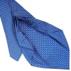 E.Marinella CRAVATTA SARTORIALE 9 PIEGHE IN SETA BLUETTE Microfantasia fiore New