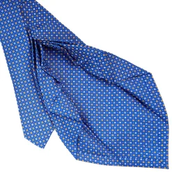E.Marinella CRAVATTA SARTORIALE 9 PIEGHE IN SETA BLUETTE Microfantasia fiore New