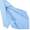 E.Marinella CRAVATTA SARTORIALE 5 PIEGHE IN SETA AZZURRA Microfantasia fiore Hot