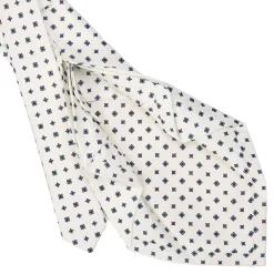 E.Marinella CRAVATTA SARTORIALE 7 PIEGHE IN SETA BIANCA Microfantasia fiore Online