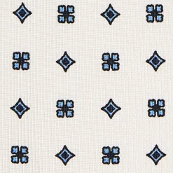 E.Marinella CRAVATTA SARTORIALE 7 PIEGHE IN SETA BIANCA Microfantasia fiore Online