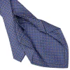 E.Marinella CRAVATTA SARTORIALE 7 PIEGHE IN SETA AZZURRO POLVERE Microfantasia fiore New