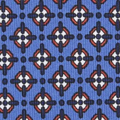 E.Marinella CRAVATTA SARTORIALE 7 PIEGHE IN SETA AZZURRO POLVERE Microfantasia fiore New