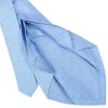 E.Marinella CRAVATTA SARTORIALE 7 PIEGHE IN SETA AZZURRA Microfantasia fiore New