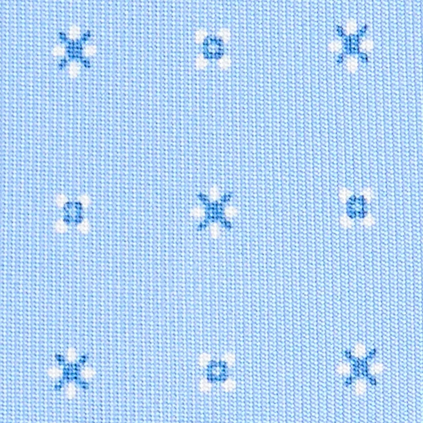 E.Marinella CRAVATTA SARTORIALE 5 PIEGHE IN SETA AZZURRA Microfantasia fiore New