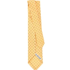 E.Marinella CRAVATTA SARTORIALE 9 PIEGHE IN SETA GIALLA Microfantasia fiore Discount