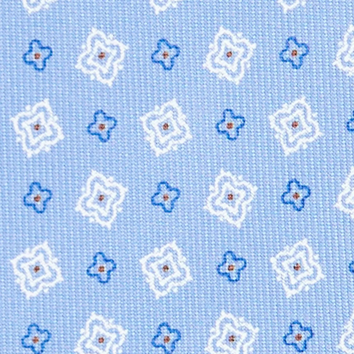 E.Marinella CRAVATTA SARTORIALE 9 PIEGHE IN SETA AZZURRA Microfantasia fiore Best