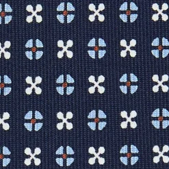 E.Marinella CRAVATTA SARTORIALE 9 PIEGHE IN SETA BLU SCURO Microfantasia fiore Sale