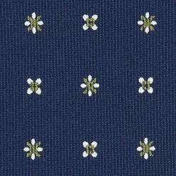 E.Marinella CRAVATTA SARTORIALE 9 PIEGHE IN SETA BLU SCURO Microfantasia fiore