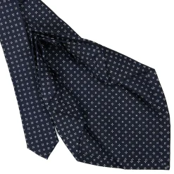 E.Marinella CRAVATTA SARTORIALE 9 PIEGHE IN SETA BLU SCURO Microfantasia fiore Best