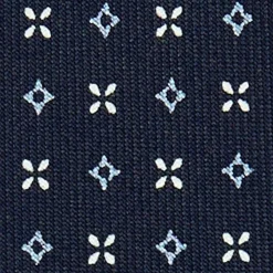 E.Marinella CRAVATTA SARTORIALE 9 PIEGHE IN SETA BLU SCURO Microfantasia fiore Best
