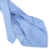 E.Marinella CRAVATTA SARTORIALE 9 PIEGHE IN SETA AZZURRA Microfantasia fiore