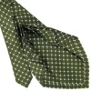 E.Marinella CRAVATTA SARTORIALE 9 PIEGHE IN SETA VERDE OLIVA Microfantasia fiore Outlet