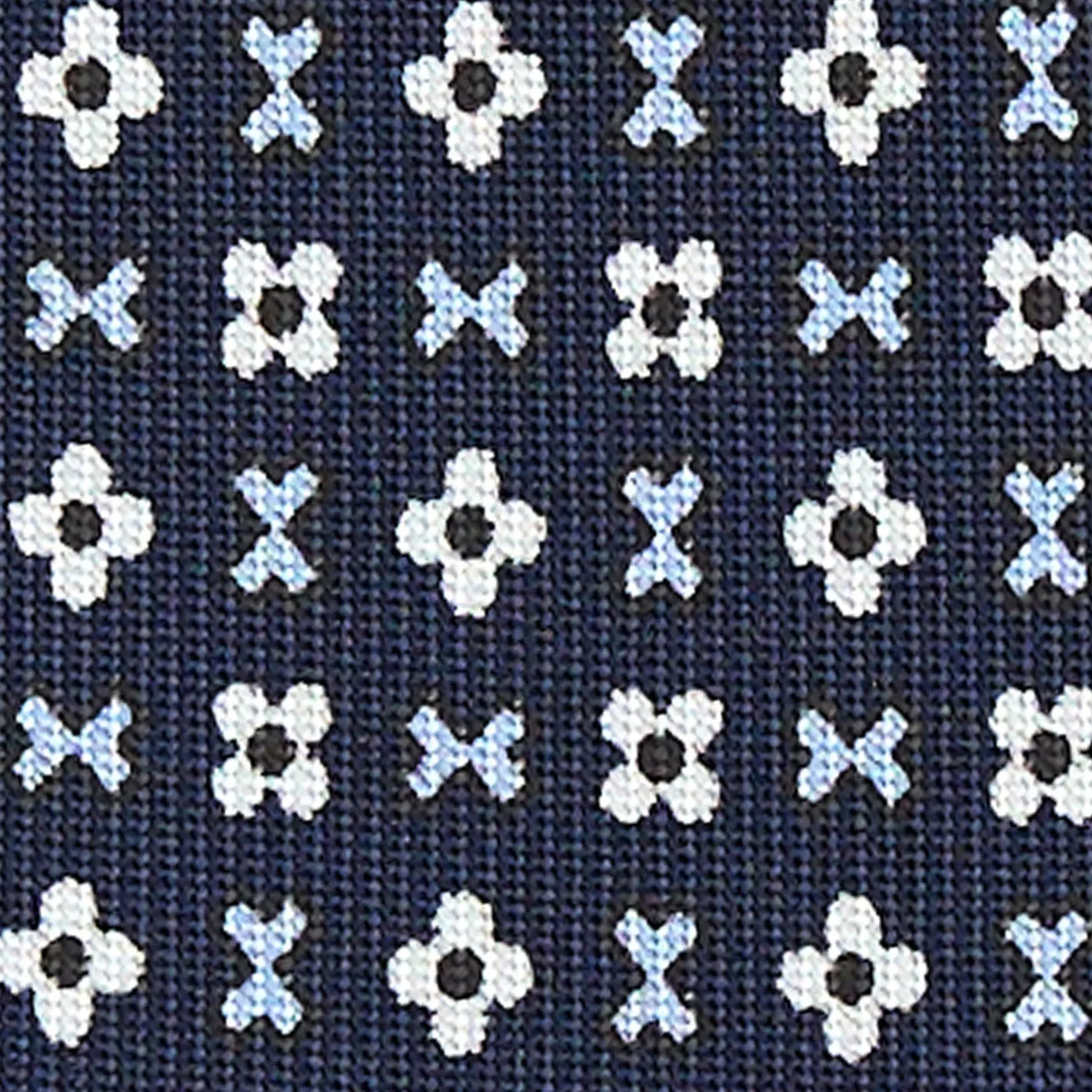 E.Marinella CRAVATTA SARTORIALE 7 PIEGHE IN SETA BLU SCURO Microfantasia fiore Sale
