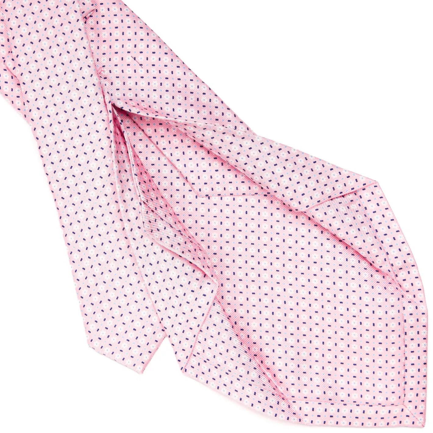 E.Marinella CRAVATTA SARTORIALE 5 PIEGHE IN SETA ROSA Microfantasia fiore Discount